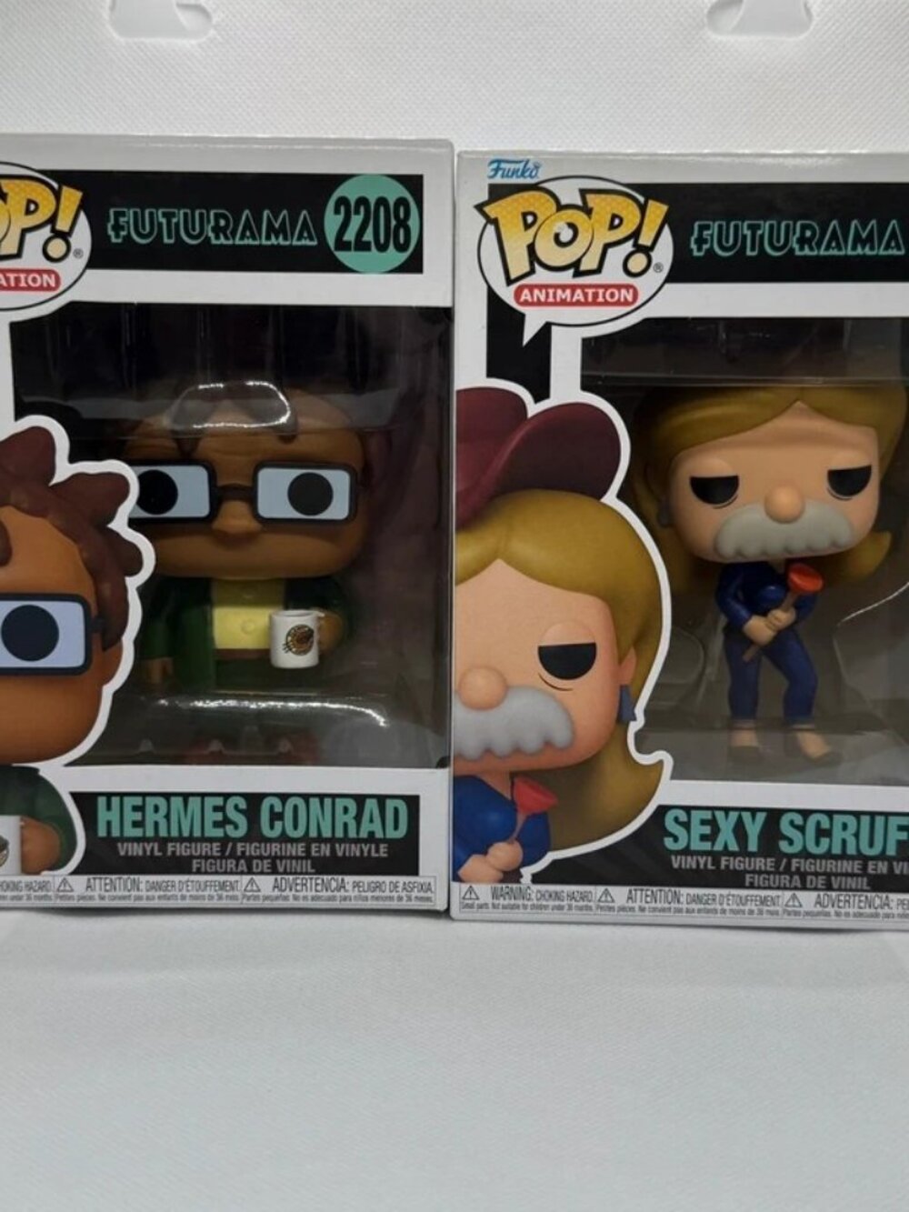 Futurama Funko Pop Animation Hermes Conrad 2208 and Sexy Scruffy 2210